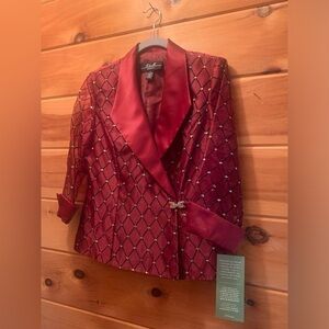 R & M Collection | Jacket Bling Burgundy Sequence 3/4 Sleeve size 10.